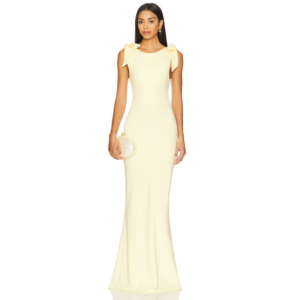 OW Collection x REVOLVE Cornelia Bodycon Romantic Butter Yellow Girly Gown NWT S